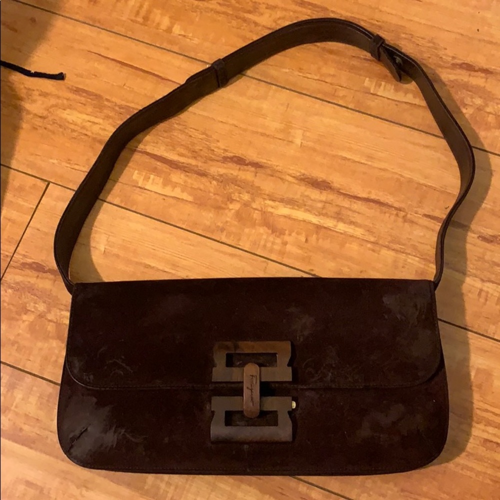 Vintage Ferragamo Suede Handbag
